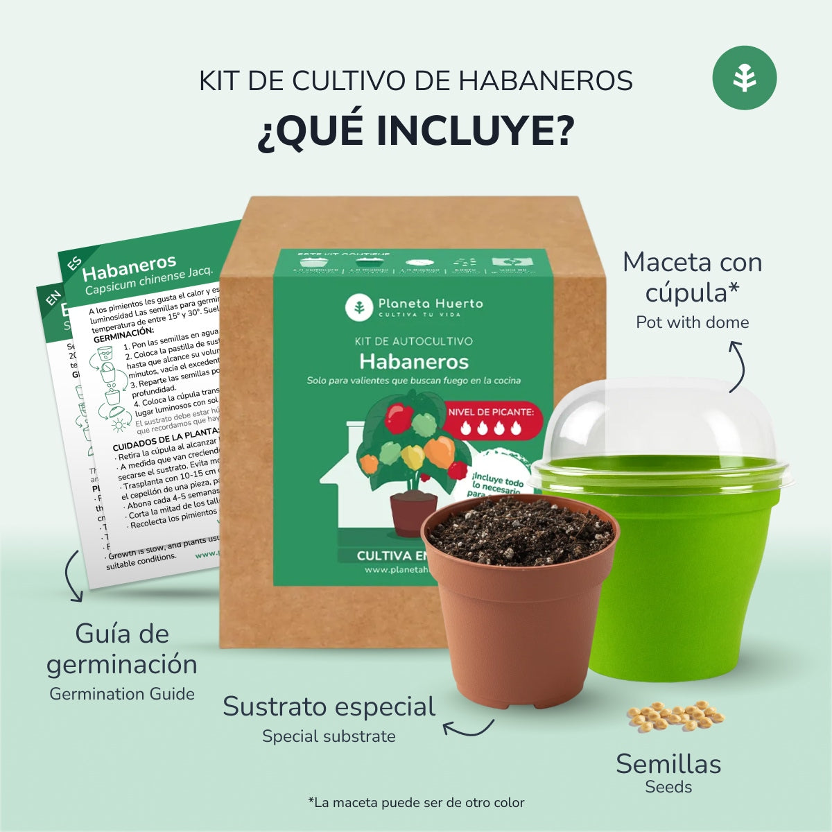 Kit de autocultivo Habaneros Planeta Huerto
