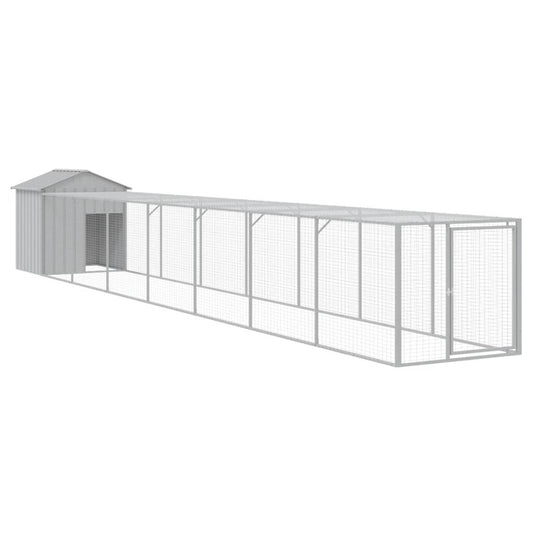 Vidaxl Gallinero Con Corral Acero Galvanizado Gris Claro 117x813x123cm_0