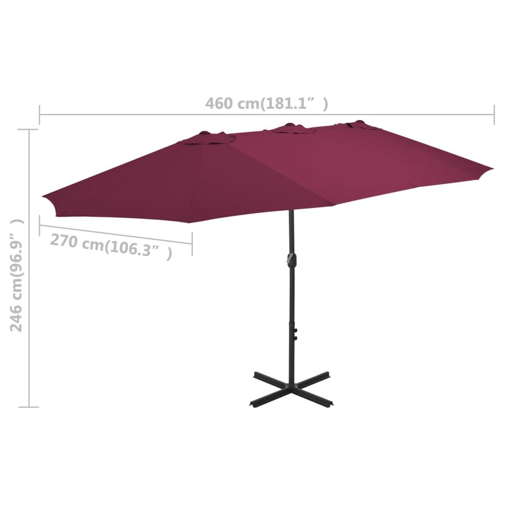 Vidaxl Sombrilla De Jardín Palo De Aluminio Rojo Burdeos 460x270 Cm_2