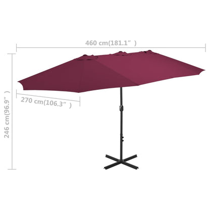 Vidaxl Sombrilla De Jardín Palo De Aluminio Rojo Burdeos 460x270 Cm_2