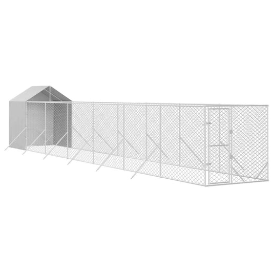 Vidaxl Perrera De Exterior Con Toldo Acero Galvanizado Plata 2x14x2,5m_0