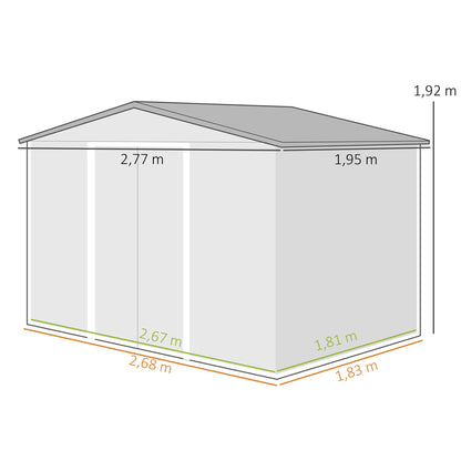 Outsunny Caseta De Jardín Exterior 4,9 M² 277x195x192 Cm Puerta Corredera Gris_2