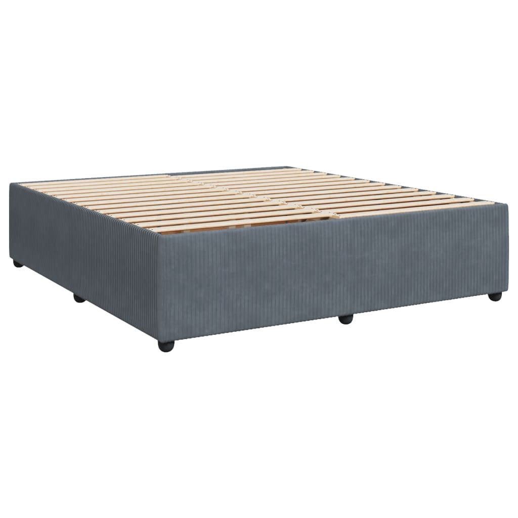 Cama Box Spring Con Colchón Terciopelo Gris Oscuro 200x200 Cm / Vetonek_3