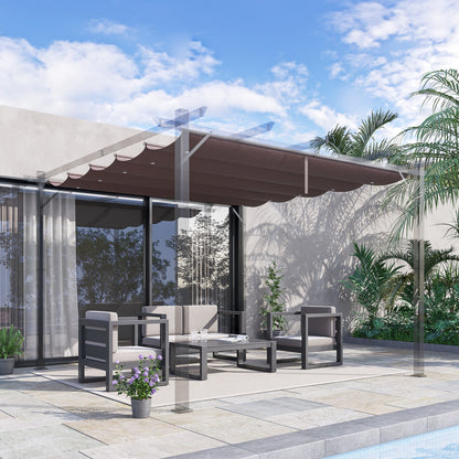 Outsunny Cubierta Para Pérgola Retráctil 2,5x2,55m Para Marco De 3x3 M Café_1