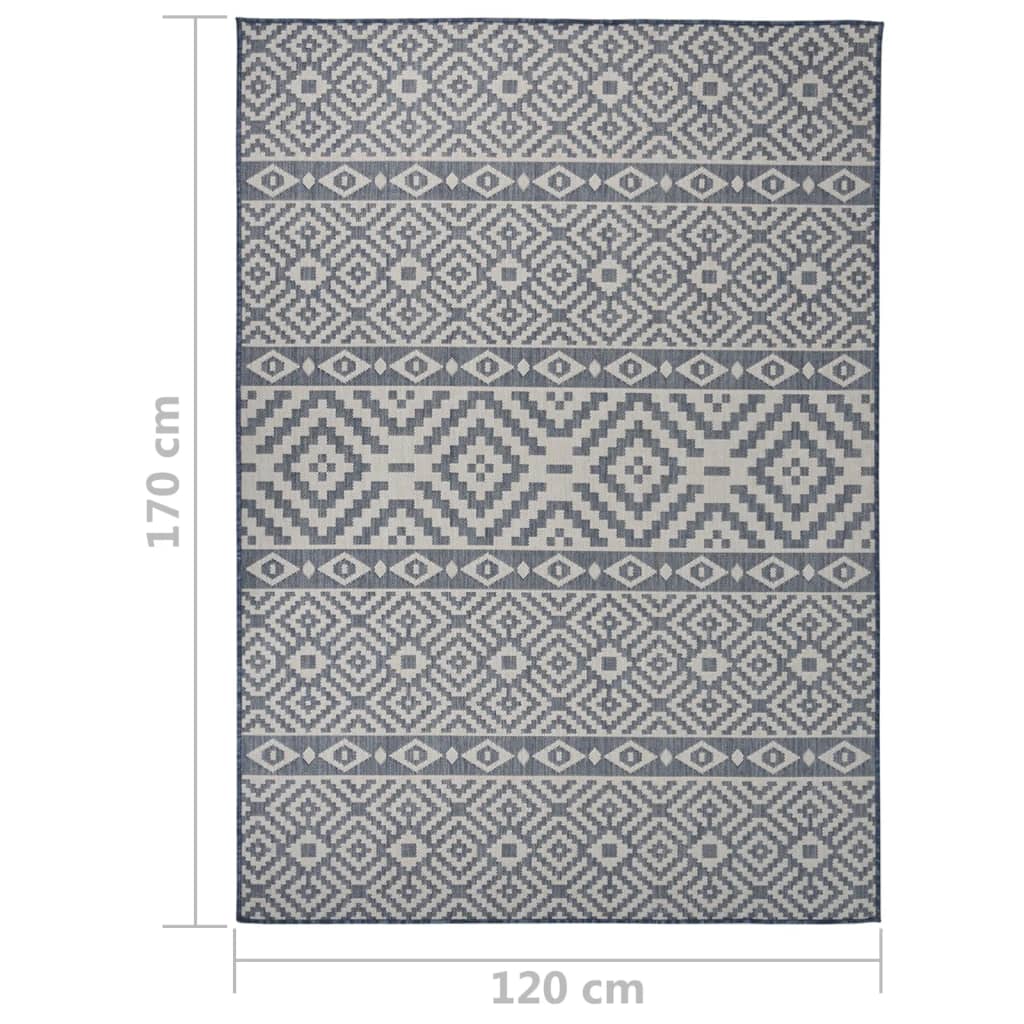 Alfombra De Exterior De Tejido Plano Rayas Azules 120x170 Cm_5