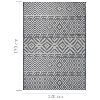 Alfombra De Exterior De Tejido Plano Rayas Azules 120x170 Cm_5