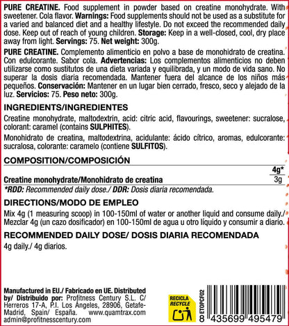 Pure Creatina 200 Mesh - 300g - Cola - Creatina Monohidrato - Quamtrax_5