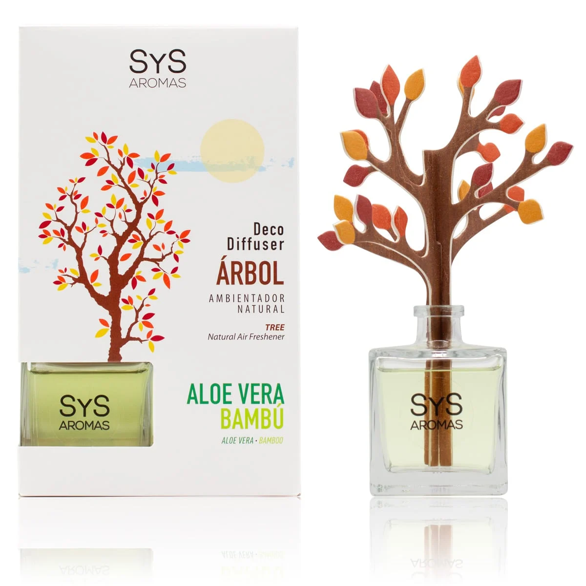 Ambientador Difusor Árbol Aloe Vera-Bambú Deco Diffuser SYS Aromas 90 ml | Herbal y Fresco | Relajante_1