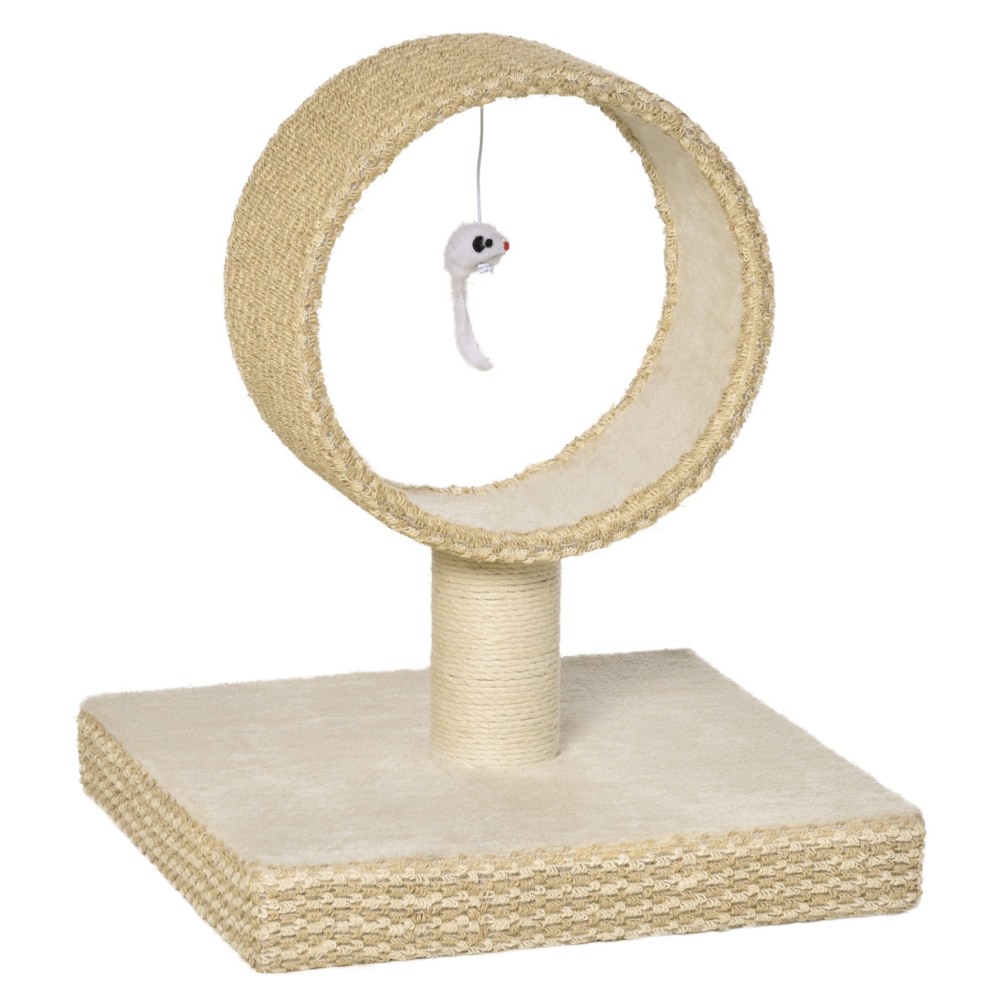 Pawhut Árbol Para Gatos Pequeño Con Túnel Poste Rascador Yute Juguete Colgante_0