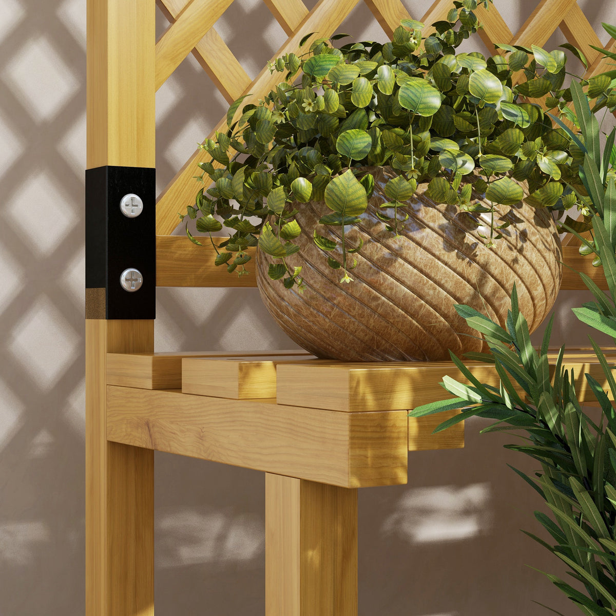 Estantería Para Plantas Outsunny Madera De Abeto Madera Natural 60x50x166 Cm_3