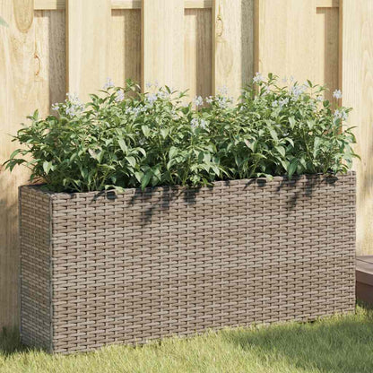 Jardineras Con 2 Maceteros 2 Uds Ratán Pe Gris 90x20x40 Cm_1