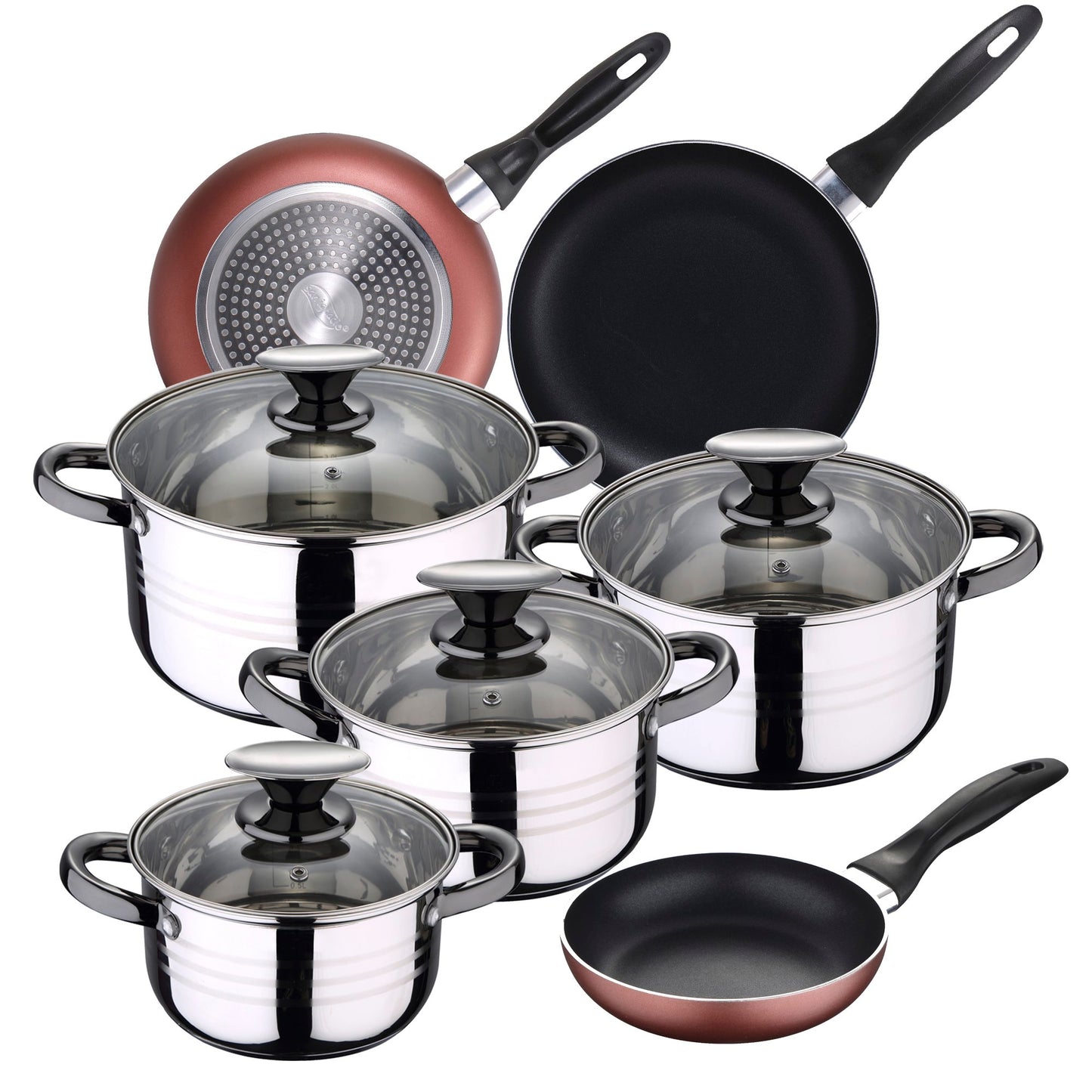 Bateria De Cocina 8 Piezas San Ignacio Dina De Acero Inoxidable Con Juego De Sartenes (16/20/24 Cm) San Ignacio Paradise De Aluminio Prensado