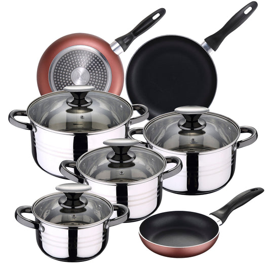 Bateria De Cocina 8 Piezas San Ignacio Dina De Acero Inoxidable Con Juego De Sartenes (16/20/24 Cm) San Ignacio Paradise De Aluminio Prensado