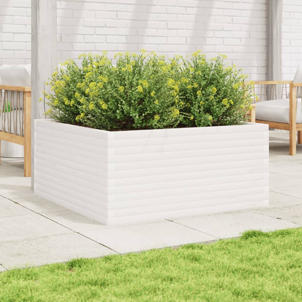 Jardinera Madera Maciza De Pino Blanco 100x100x46 Cm_2