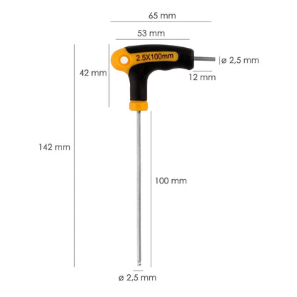 Llave Allen Con Bola Mango Bimaterial Soft Touch Forma T 2,5 Mm. Acero Cromo Vanadio, Destornillador Allen, Llave Hexagonal_1