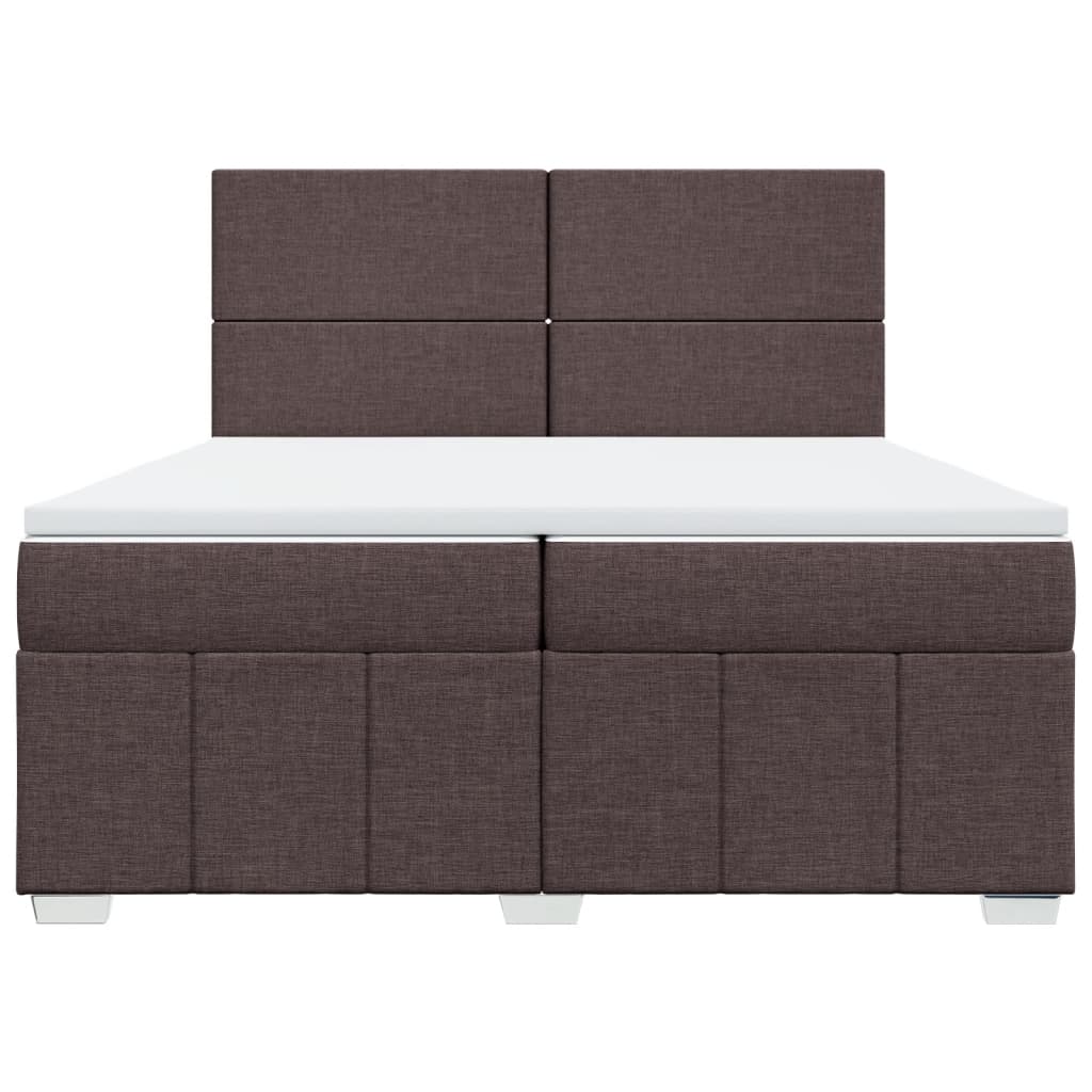 Cama Box Spring Con Colchón Tela Marrón Oscuro 200x200 Cm / Vetonek_3