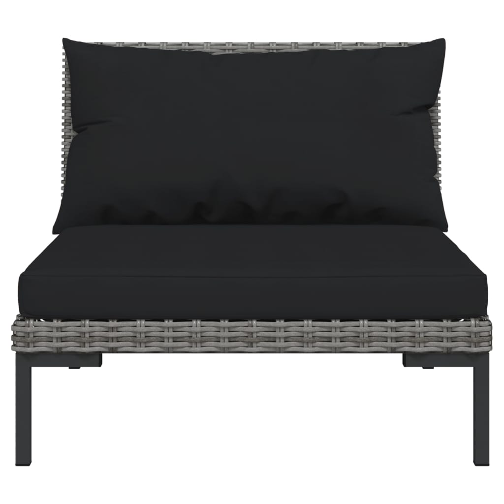 Vidaxl Muebles Jardín 3 Pzas Ratán Sintético Semicircular Gris Oscuro_5