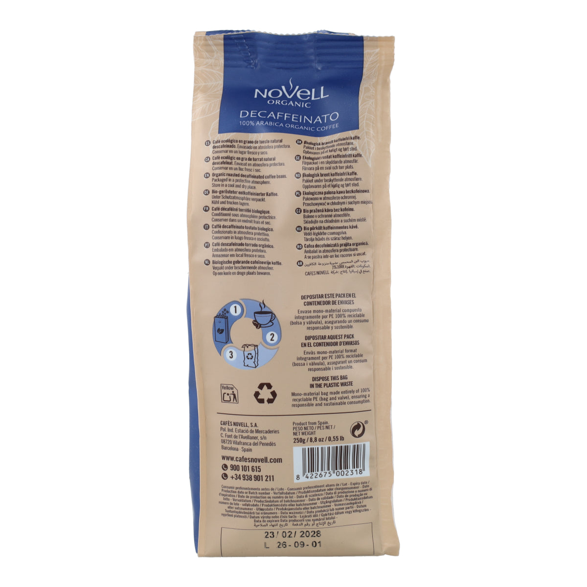 Café en grano ECO descafeinado 250 g