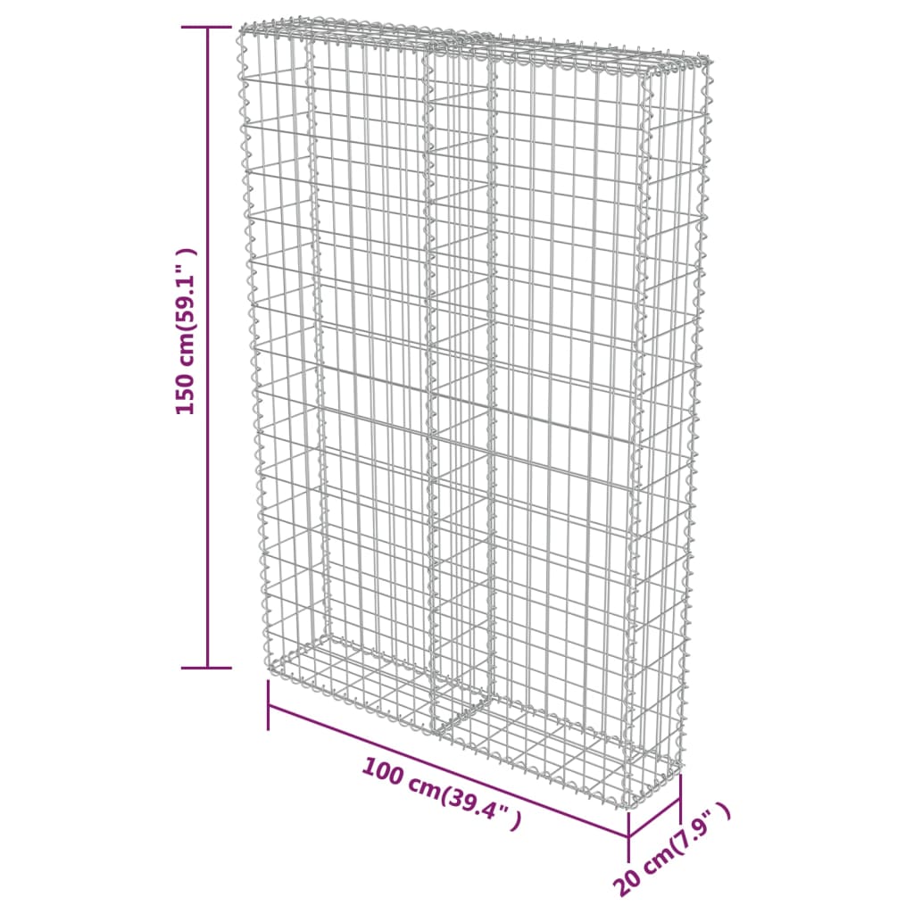 Muro De Gaviones Con Cubiertas Acero Galvanizado 100x20x150 Cm / Vetonek_5