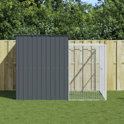 Vidaxl Caseta Perros Con Corral Acero Galvanizado Gris 214x253x181 Cm_1