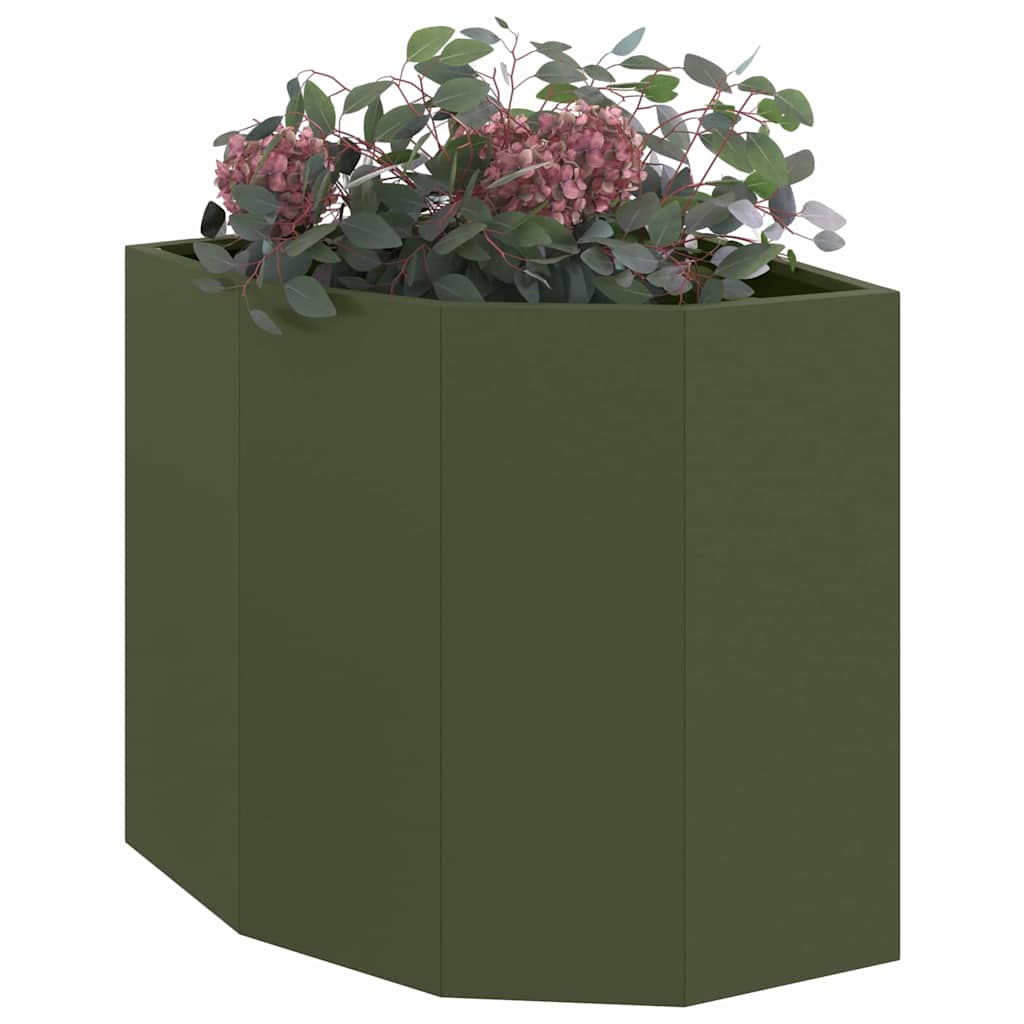 Macetero De Esquina Verde Oliva 45 X 45 X 50 Cm Acero_2