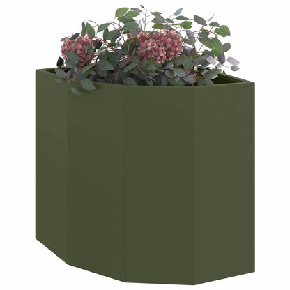 Macetero De Esquina Verde Oliva 45 X 45 X 50 Cm Acero_2