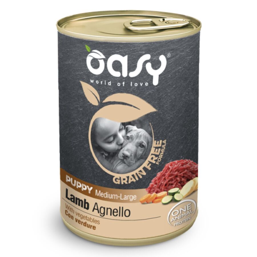 12 Latas De Comida Oasy Para Perro Grain Free Puppy M/l De Cordero (12 X 400g)_0