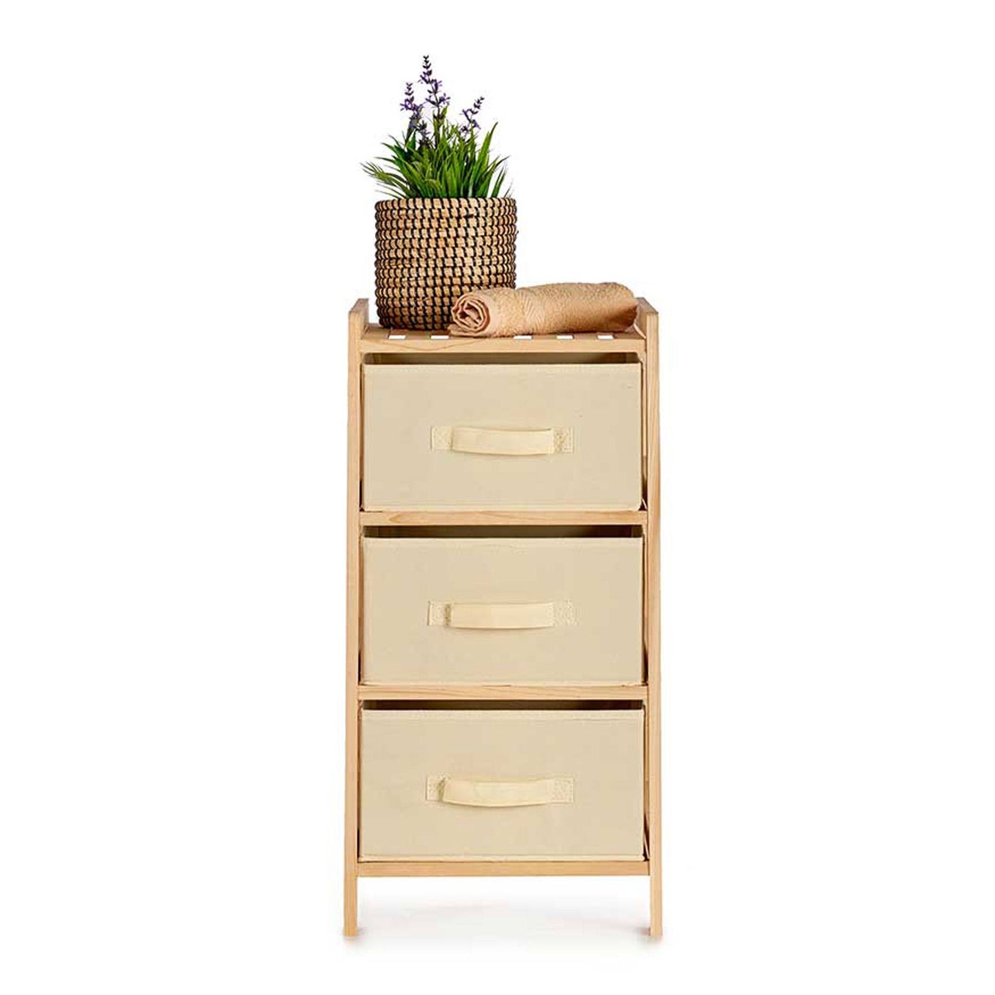 Mueble Ancho 3 Cajones Color Crema - Colección Kipit
