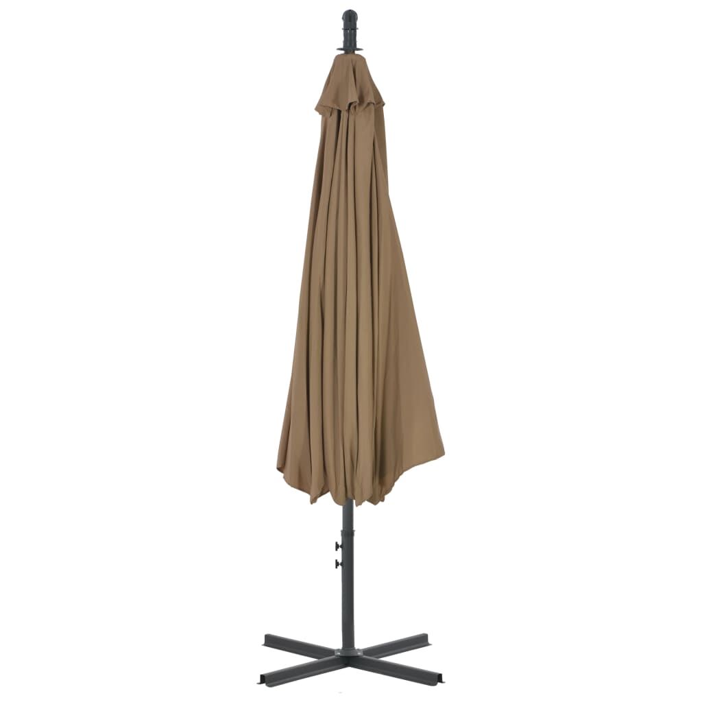 Vidaxl Sombrilla Voladiza De Jardín Con Poste De Acero Taupe 300 Cm_3