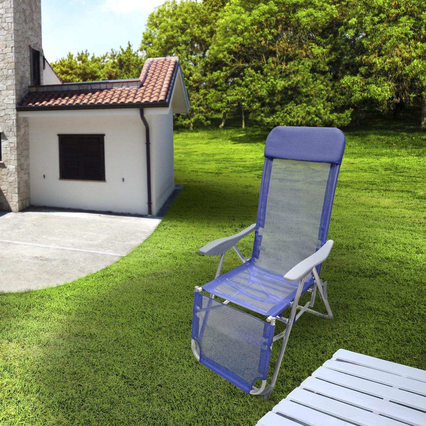Silla Playa Estructura Aluminio, Reclinable 5 Posiciones Con Reposapies, Silla Multiposición, Silla Con Reposabrazos_2