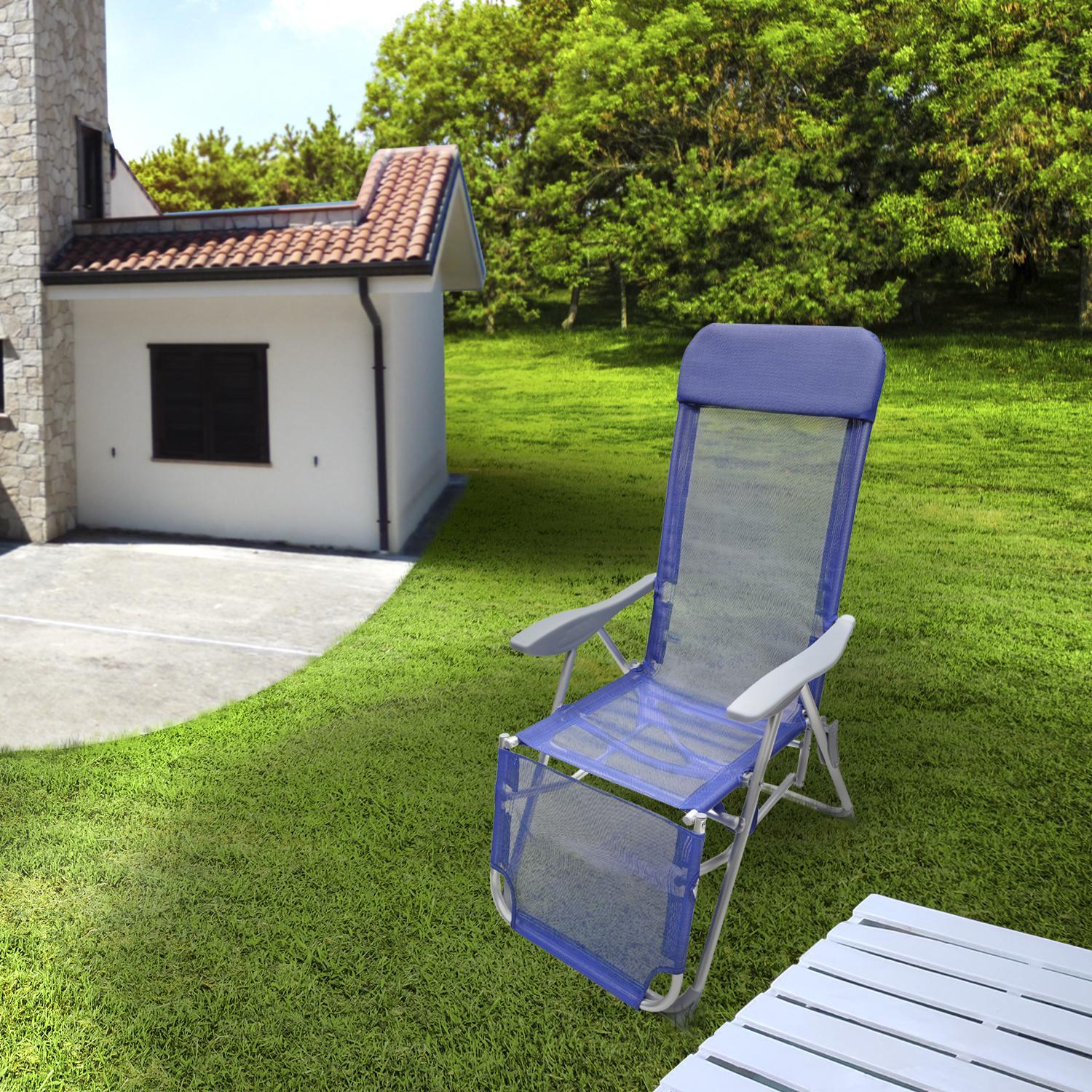 Silla Playa Estructura Aluminio, Reclinable 5 Posiciones Con Reposapies, Silla Multiposición, Silla Con Reposabrazos_3