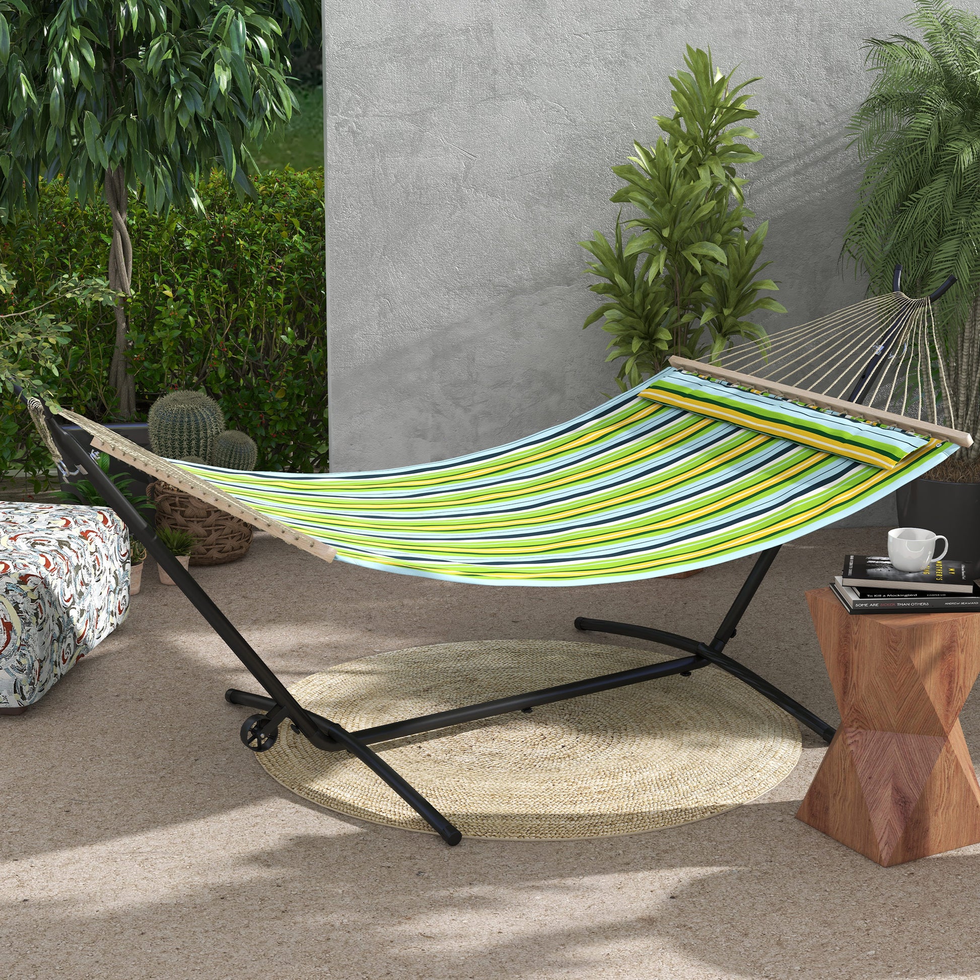 Outsunny Soporte Para Hamacas Con Rueda Carga 220 Kg290x120x115 Cm Negro_1