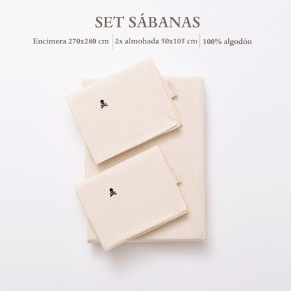 Set Sábanas Ocre (encimera 270x280cm + 2 Fundas De Almohada  50x105cm) 100% Algodón Scalpers Home