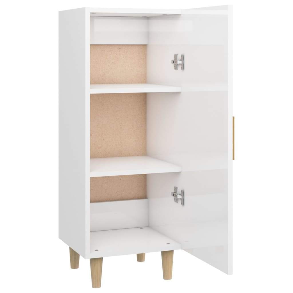 Aparador De Madera Contrachapada Blanco Brillante 34,5x34x90 Cm / Vetonek_4