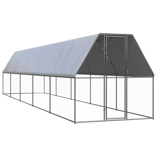Vidaxl Jaula Gallinero De Exterior De Acero Galvanizado 2x10x2 M_0