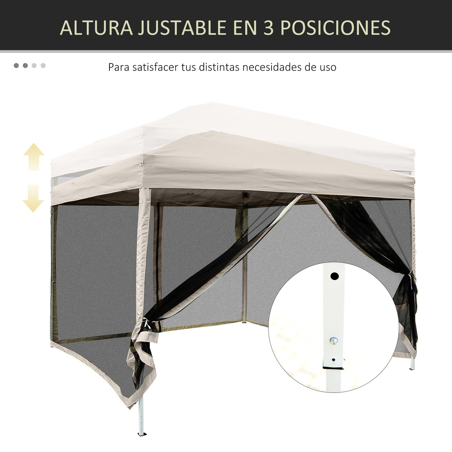 Outsunny Carpa Plegable 3x3 Exterior Con Mosquiteras Y Bolsa De Transporte Beige_5