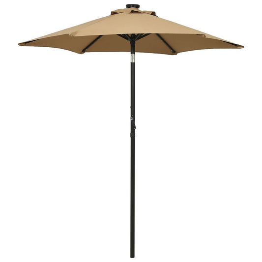 Vidaxl Sombrilla De Jardín Con Luces Led Aluminio Taupe 200x211 Cm_0