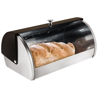 Panera De Mesa Para Guardar Pan Bollería, Tapa Deslizante, Acero Inoxidable, Diseño Moderno Berlinger Haus Shiny Black, Acero Inoxidable / Negro_1