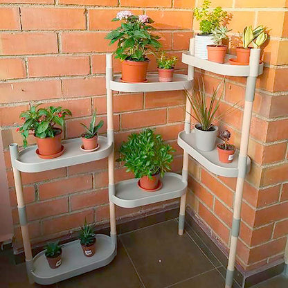 Soporte Modular Citysens De 6 Bandejas Gris Claro, Con 3 Plantas De Regalo_1