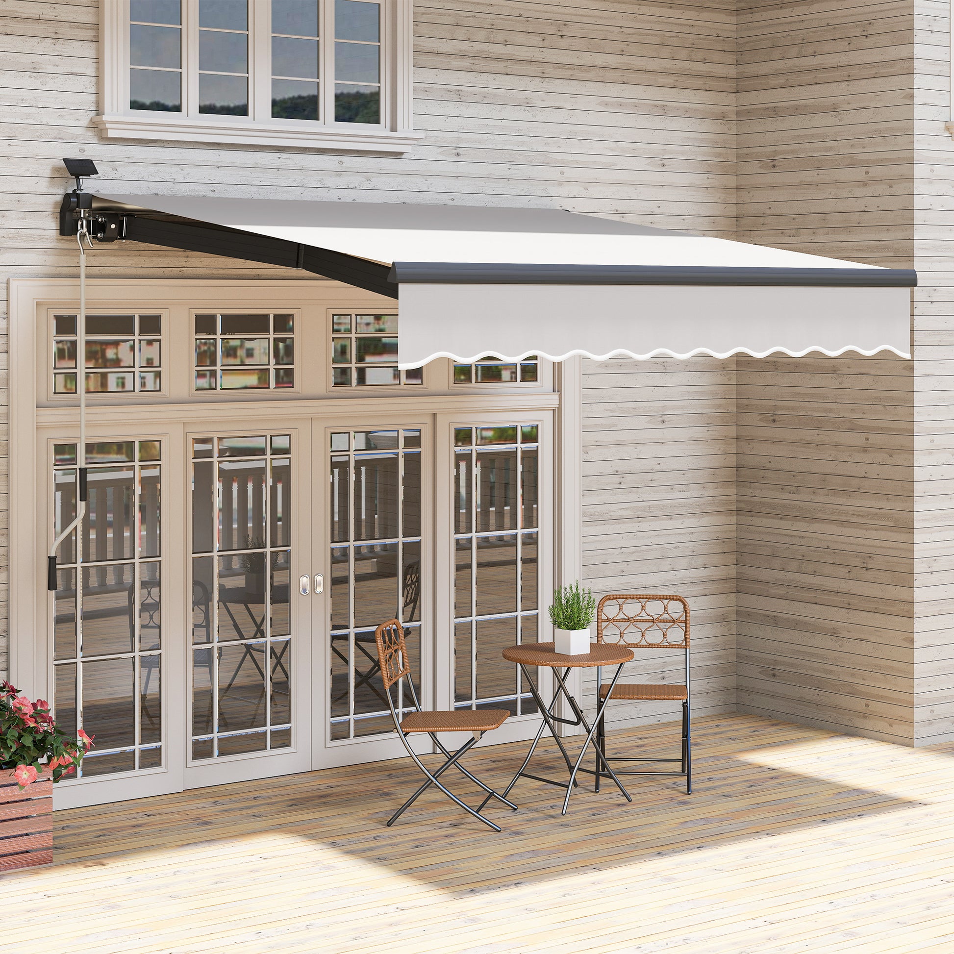 Outsunny Toldo Manual Retráctil 3x2,5 M Con Luces Led Ángulo Ajustable Crema_3
