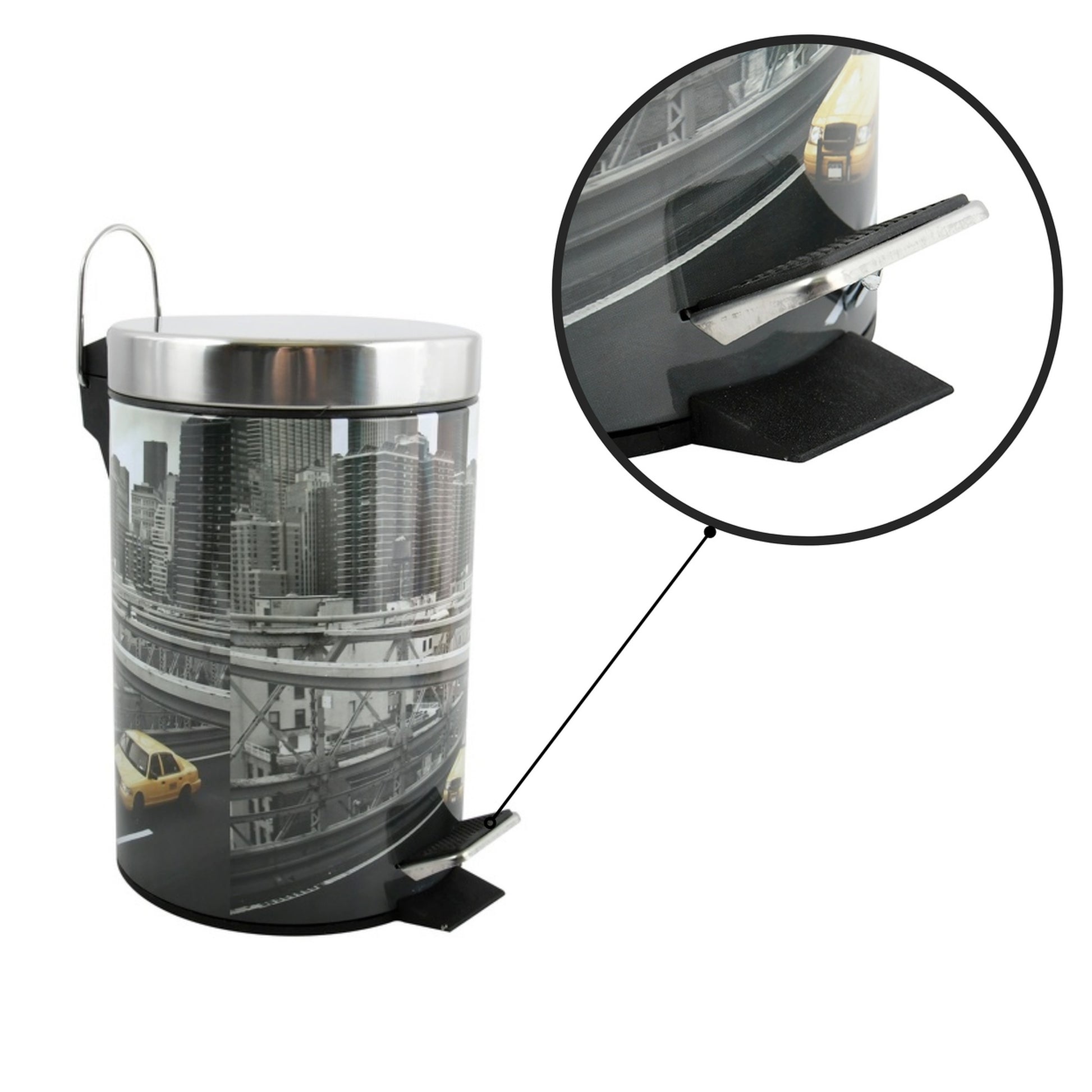 Cubo De Basura 3l Con Tapa Msv new York De Acero Inoxidable 16,5 X 25,6 Cm