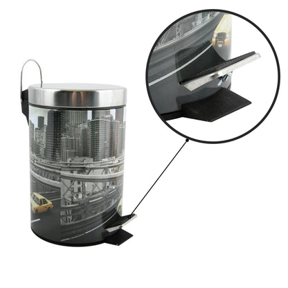 Cubo De Basura 3l Con Tapa Msv new York De Acero Inoxidable 16,5 X 25,6 Cm