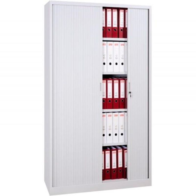 Armario Metálico Alto Gris Puertas Correderas_0