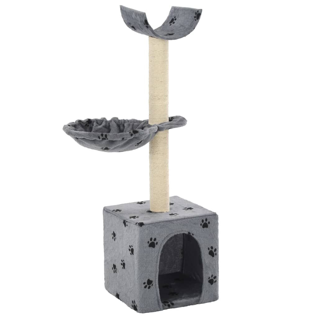 Vidaxl Rascador Para Gatos Con Poste De Sisal 105 Cm Huellas Gris_0