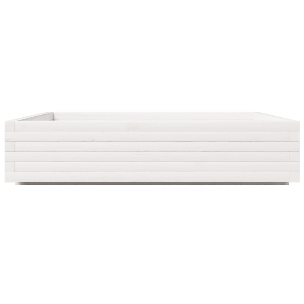 Jardinera De Madera Maciza De Pino Blanca 110x110x26,5 Cm_5