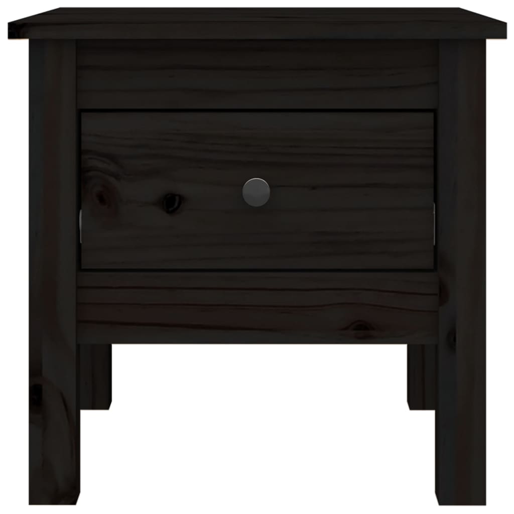 Mesa Auxiliar De Madera Maciza De Pino Negro 40x40x39 Cm_4