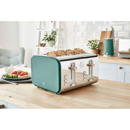 Swan Nordic Set Desayuno, Hervidor Agua 1,7 L, Tostadora Ranura Ancha 4 Rebanadas, Diseño, Stp2091greneu, Verde_3
