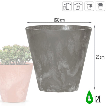 Maceta Tubus Beton Effect 12l., Dimensiones (mm) 300x300x280, Color Marengo