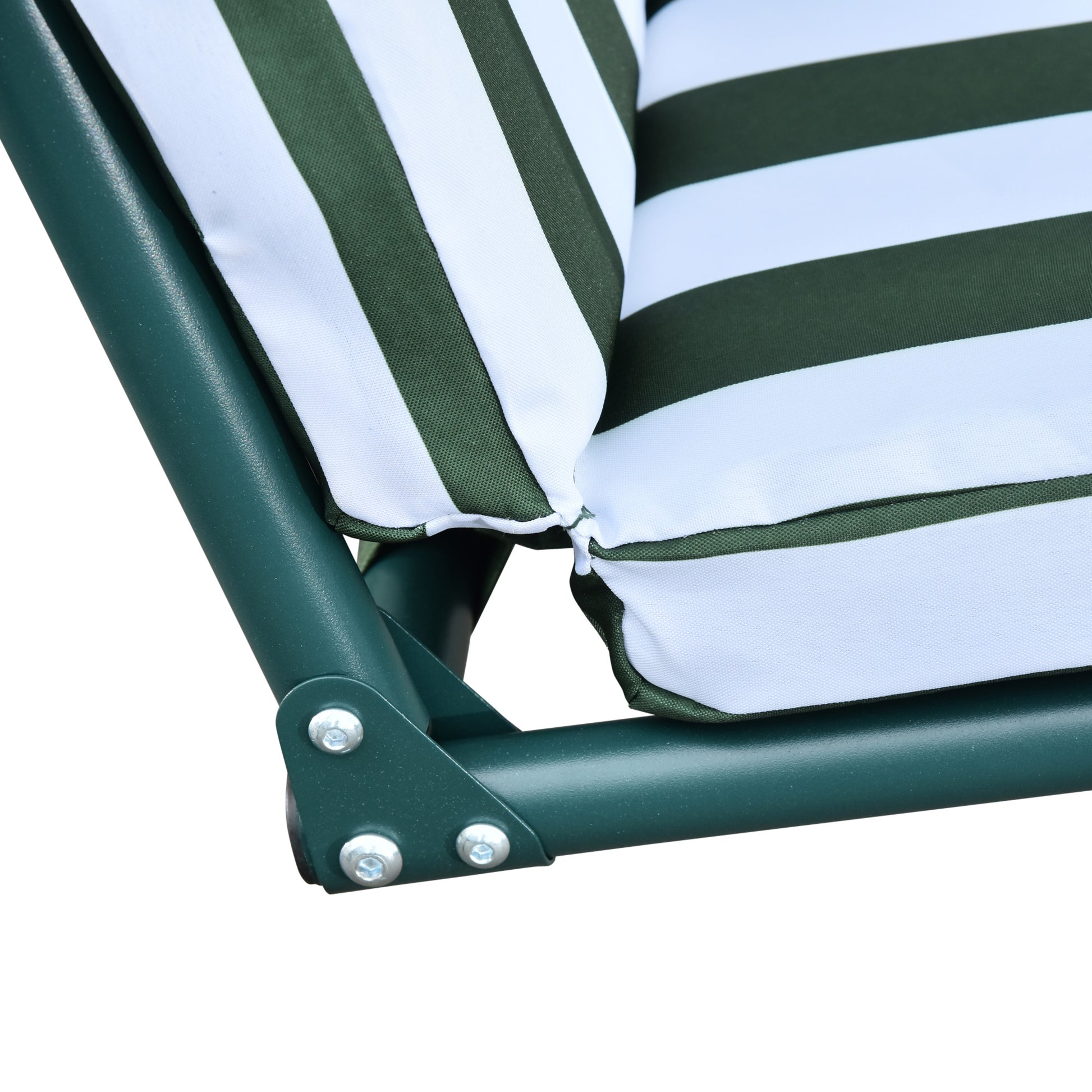 Outsunny Columpio Balancín De Jardín De 3 Plazas Con Techo Ajustable Raya Verde_3
