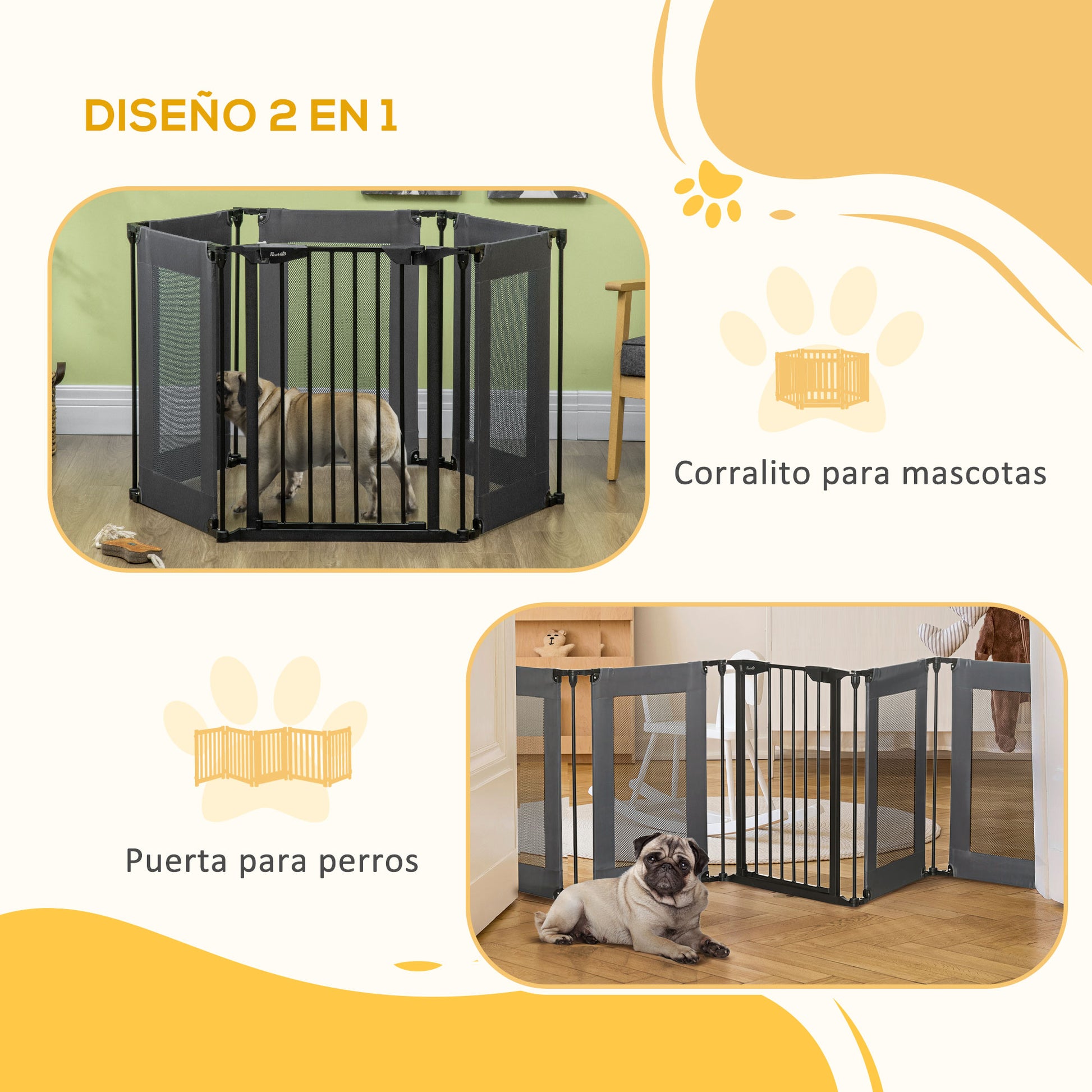 Pawhut Parque Para Perros Plegable 6 Paneles Barrera De Seguridad 117x103x74 Cm_4